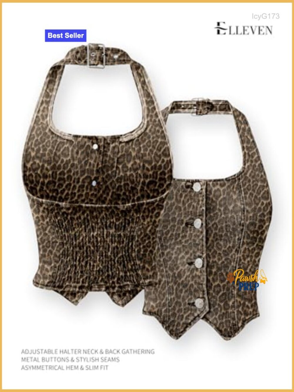Slim Fit Crop Denim Halter Vest Top Square Neck Button Front - Picture 4 of 7